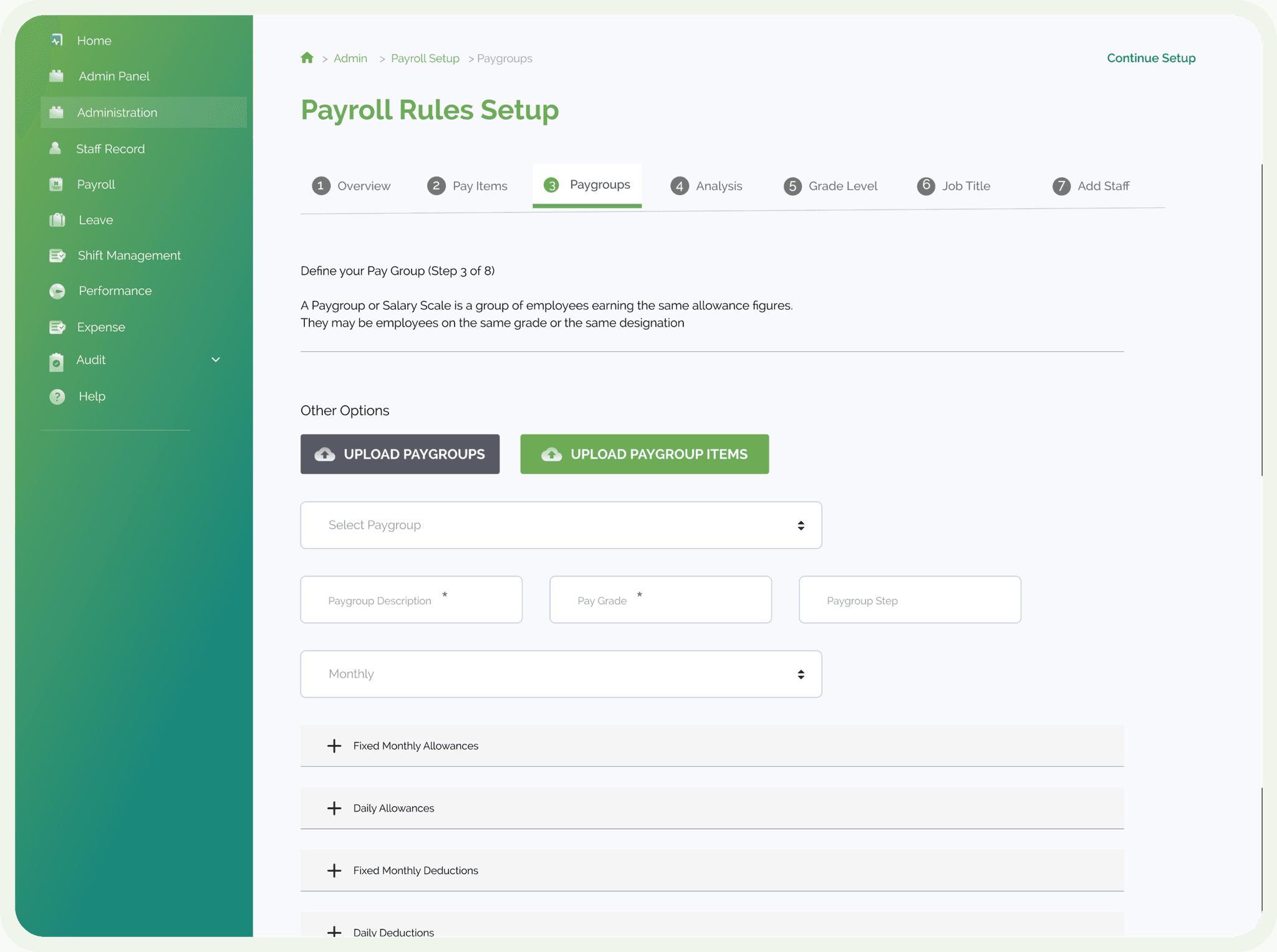 Then payroll rules, mid-wizard