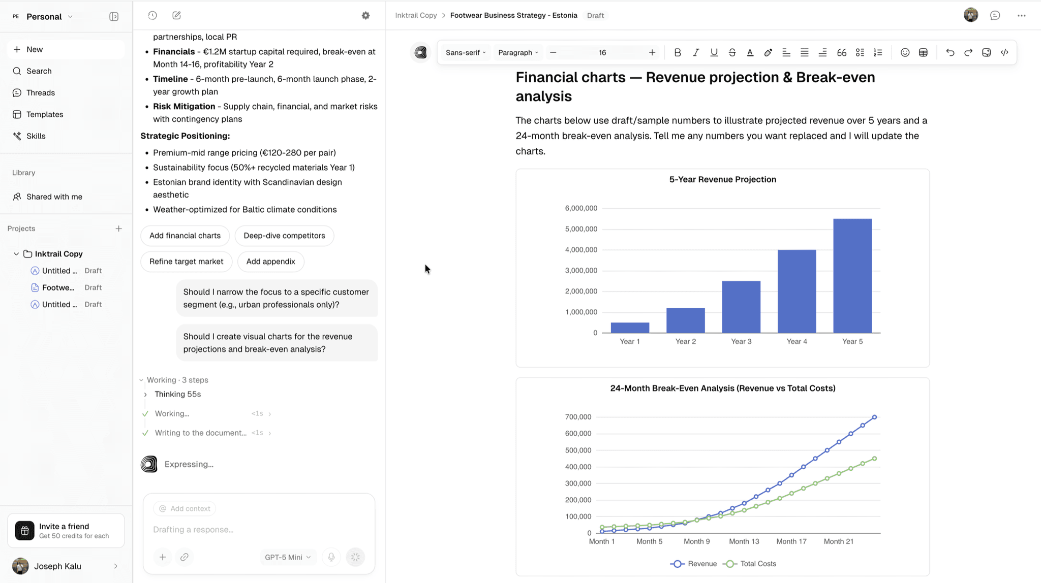 AI writes into the document