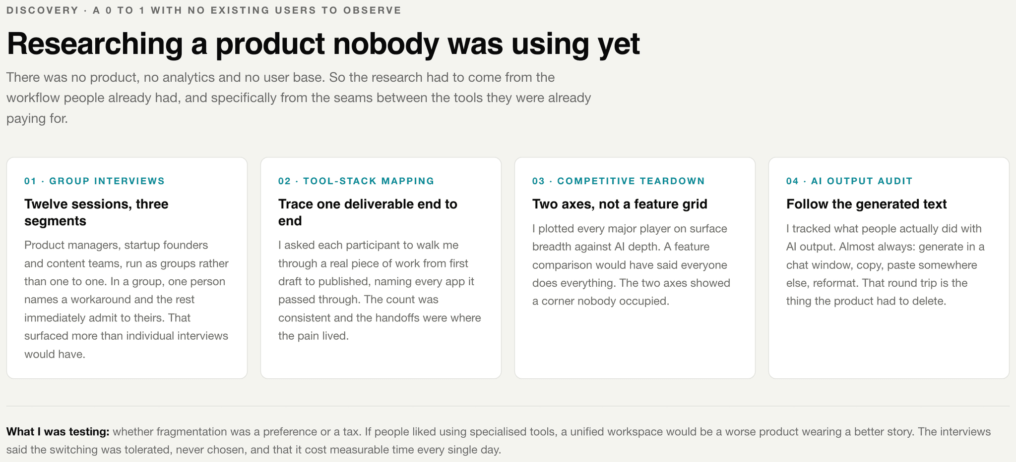 Researching a product nobody had used